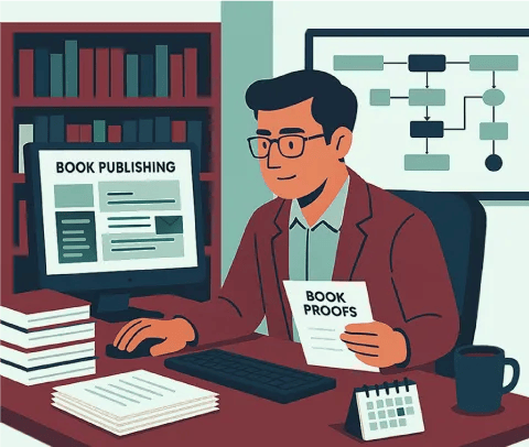  Second section Dispaly Picture in which a man sitting on a chair and hvaing a page in his left hand put his left hand at the table