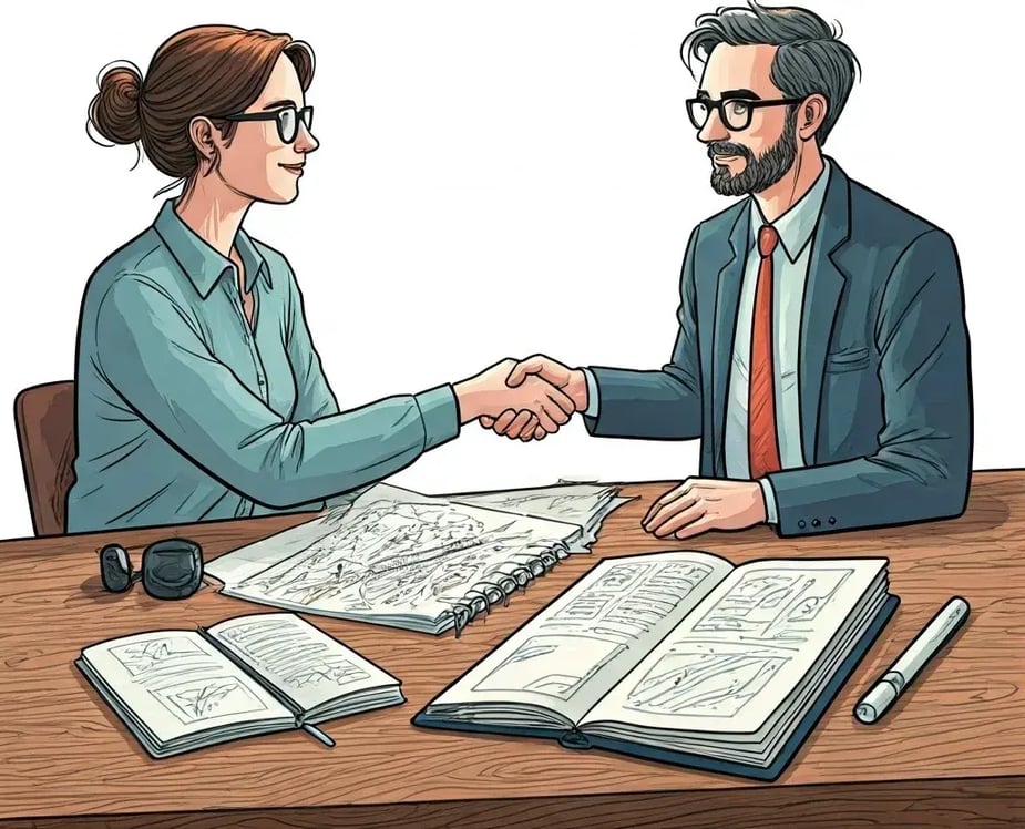 Two peoples are handshaking