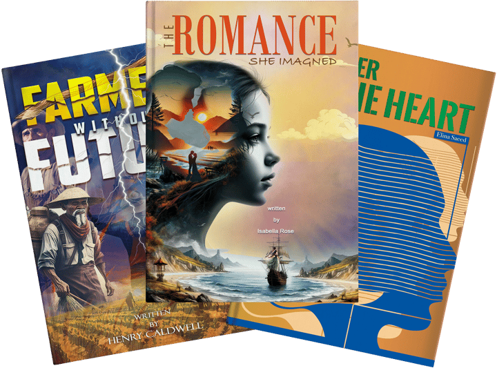 Professional book cover design portfolio showcasing fiction, romance, and literary fiction titles