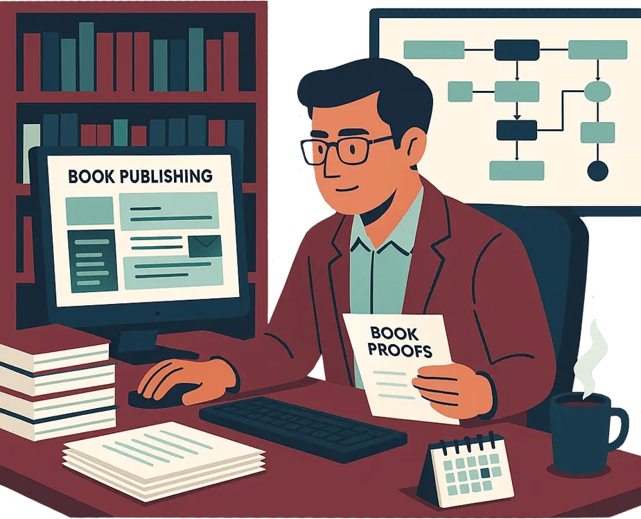  Second section Dispaly Picture in which a man sitting on a chair and hvaing a page in his left hand put his left hand at the table
