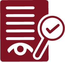 An icon of a document with an eye and checkmark, representing editorial review and manuscript quality check