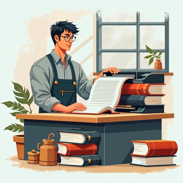 Silhouette of a writer seated at a vintage typewriter crafting text