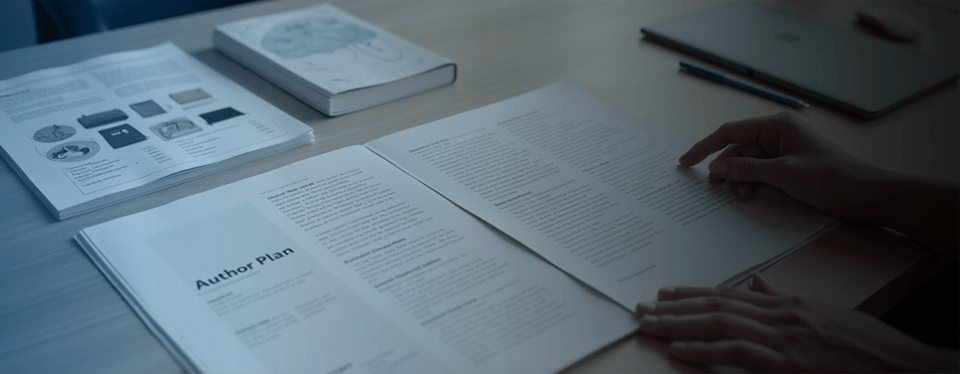 Three books are opened in a table